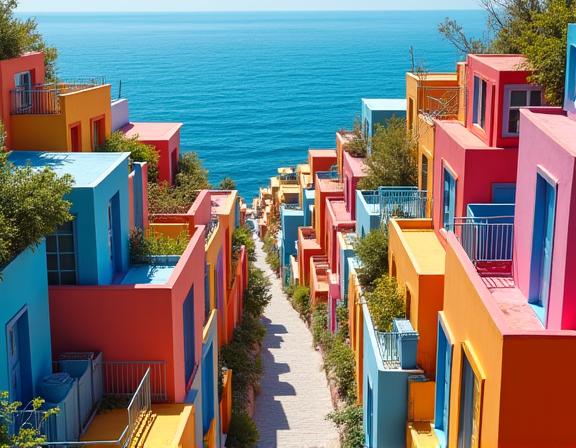 부산 감천문화마을의 다채로운 집들