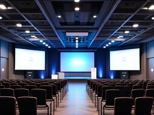 기업 행사로 꾸며진 전문 컨퍼런스 홀