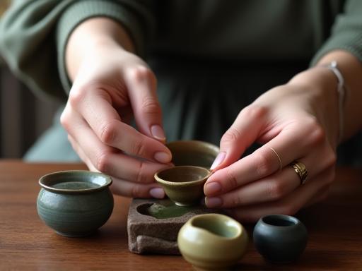 전통 한국 다도에 참여하는 사람의 모습